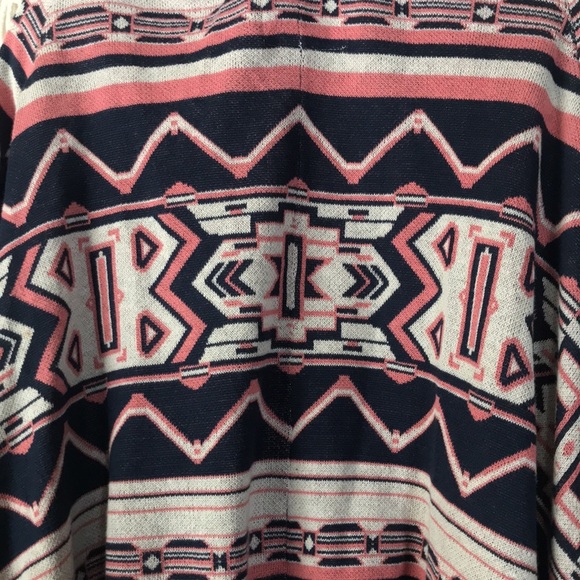 Billabong tribal print open fridge boho cardigan blue & pink sweater siz… - Picture 11 of 11